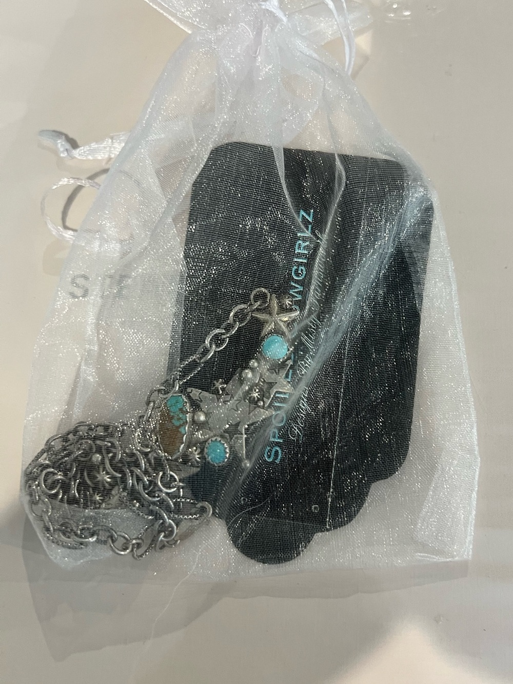 Spoiled Cowgirlz Sterling Star Cluster Necklace w/ Turq. Accents - NWT - OS - Picture 5 of 5